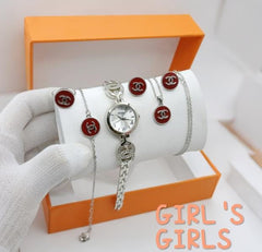 Luxury-Inspired Women's Gift Set – Elegant Jewelry & Watch Collection 🎀💎