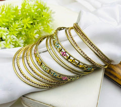 Elegant Gold-Plated Floral Bangles Set – Traditional & Stylish
