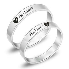 Personalized Couple Rings – Custom Engraved His & Her Name Rings | Stainless Steel Matching Rings