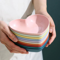 11-Piece Heart-Shaped Plate Set with Stand – Assorted Colors