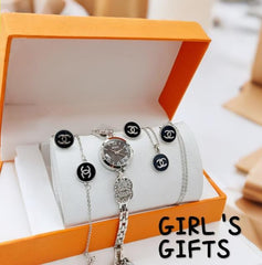 Luxury-Inspired Women's Gift Set – Elegant Jewelry & Watch Collection 🎀💎