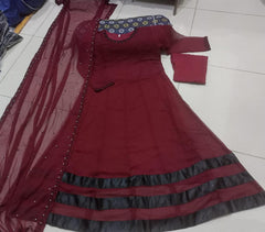 Embroidered Chiffon Maxi with Dupatta – 3PC Elegant Formal Dress